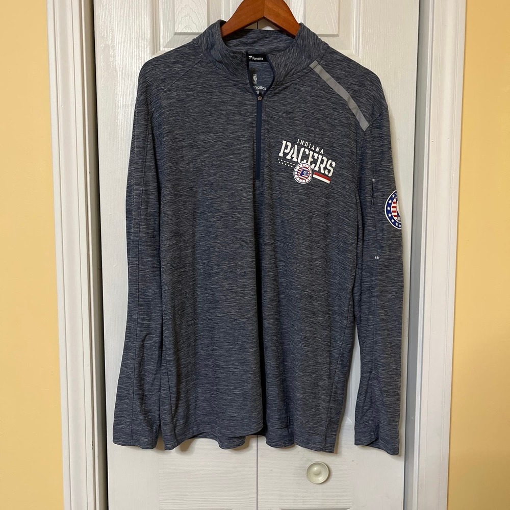 Indiana Pacers Basketball 1/4 Zip Gray Pullover Mens Large Fanatics